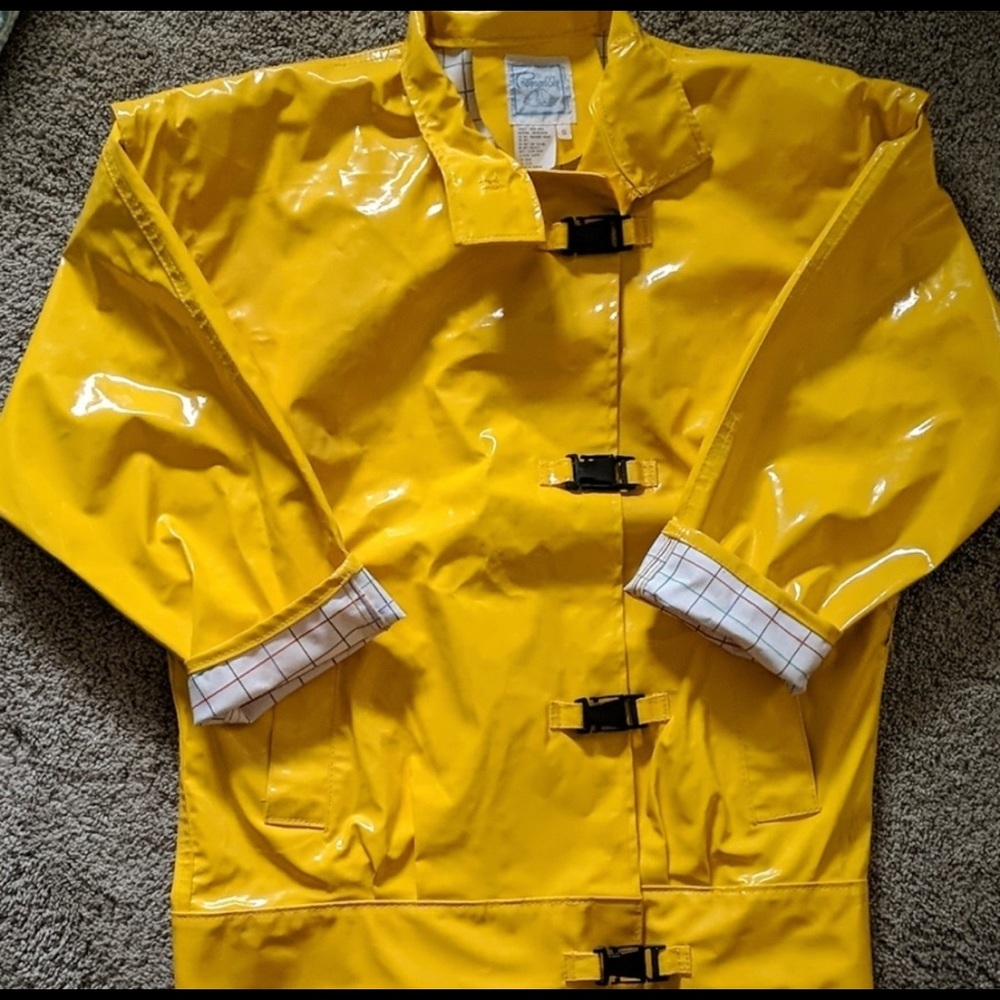 Vtg Pappagallo Yellow Rubber Raincoat/Jacket. Sz S